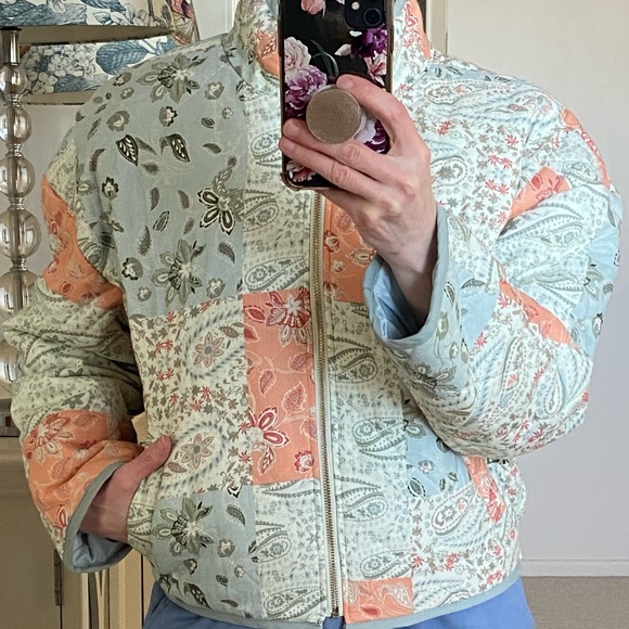 7 For All Mankind Quilted Patchwork Floral Paisley Bomber Jacket NWT XS - Picture 10 of 12